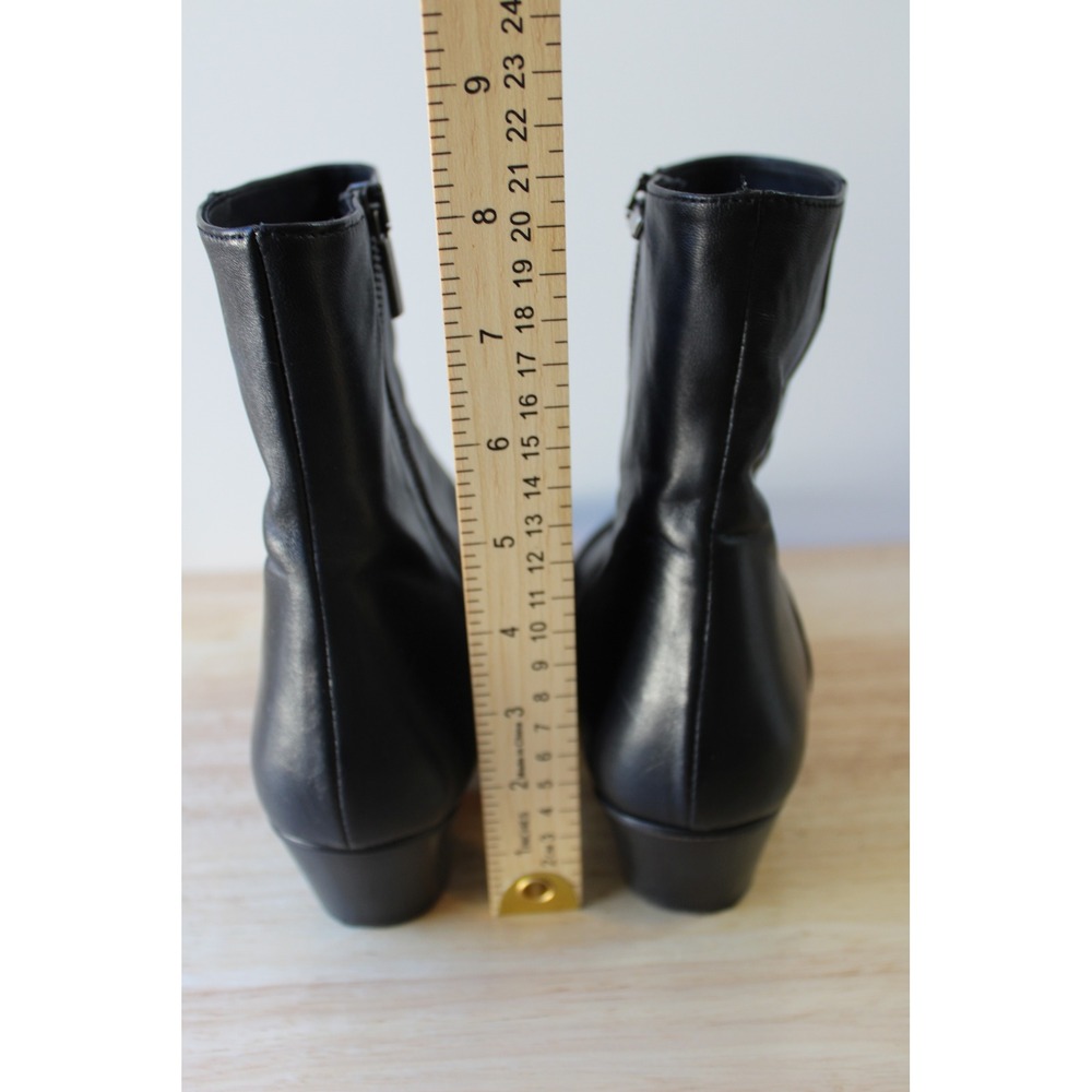 Thursday Boot‎ Co Bijou Boot Women 8.5 Black Leather Ruched Pointed Toe - Picture 7 of 11